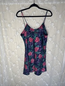 VTG Mystique Intimates Multicolored Floral/Paisley Bias Cut Slip Dress Large 38B