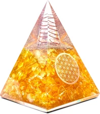 Orgone Citrine Pyramid for Success Handcrafted Orgonite Crystal Pyramid for Ener