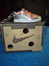 Nike Mini Sneaker Metal Keychain Set w/ Shoe Box, Detachable Keyring, Silver
