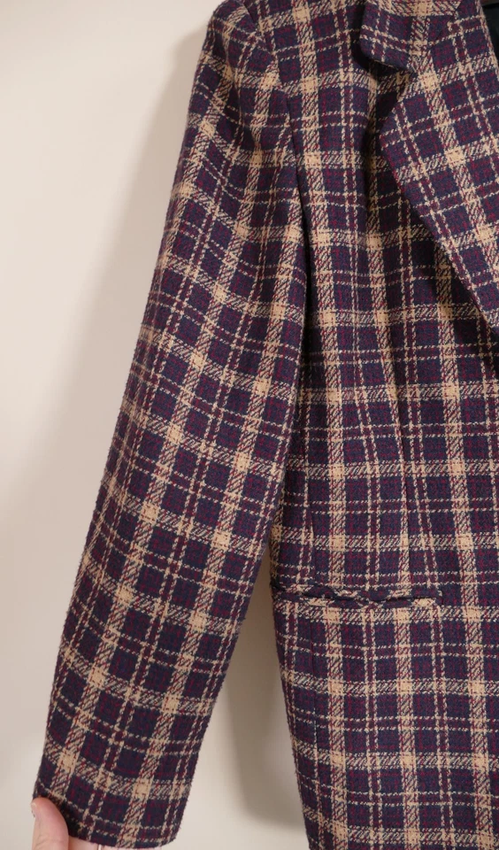 Blazer retro vintage Worthington a cuadros para mujer talla 6P Preppy Academia colegiala Foto 3 de 4