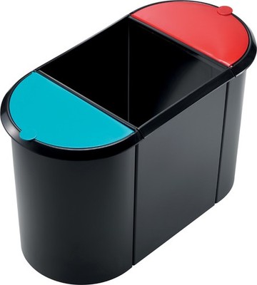 helit Papierkorb Trio System oval PE schwarz/rot/grün