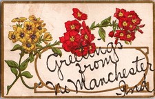 Floral Postcard w/ Handwritten Message & Claypool, Indiana Address