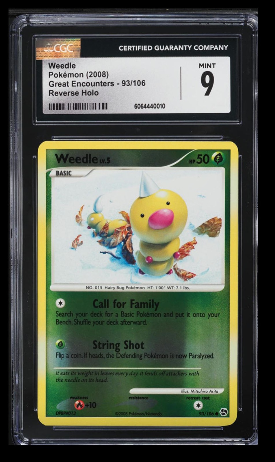 2008 Diamond & Pearl Great Encounters Weedle CGC 9 English #93/106 Reverse Holo