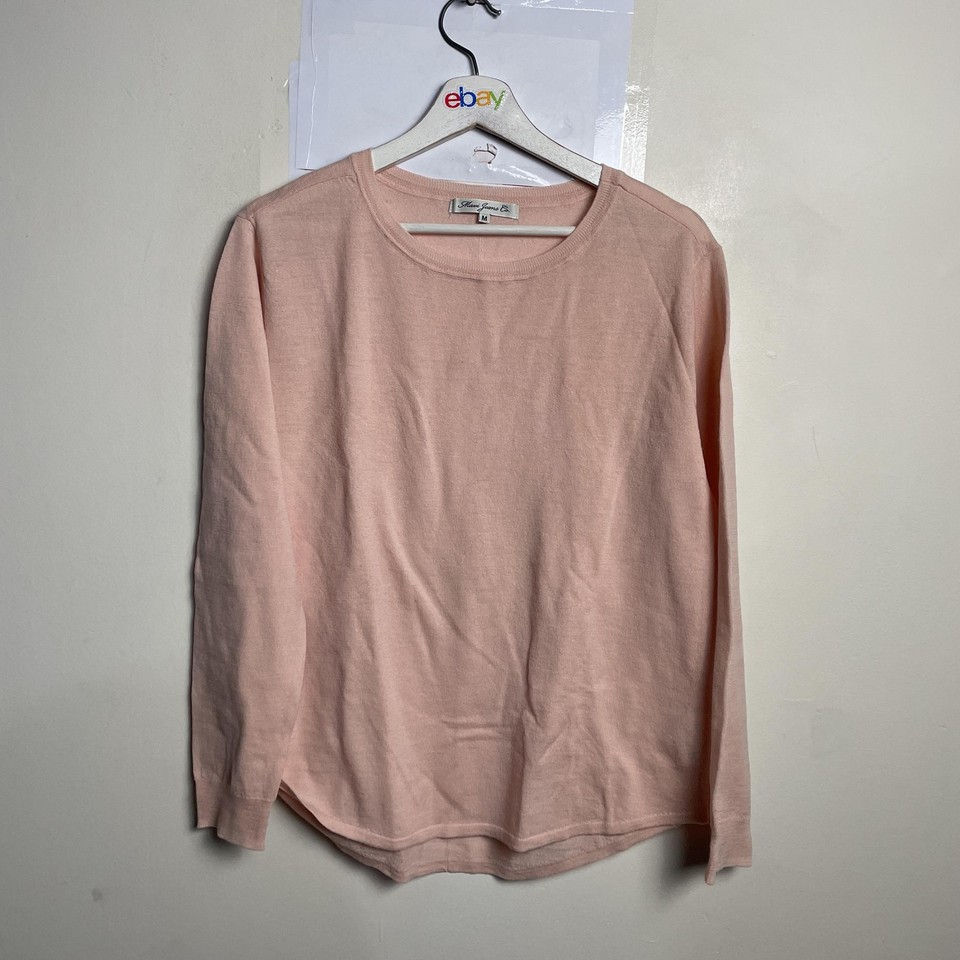Mavi Jumper Womens M Pink 100% Wool Crew Neck Lightweight Knit Pullover Winter