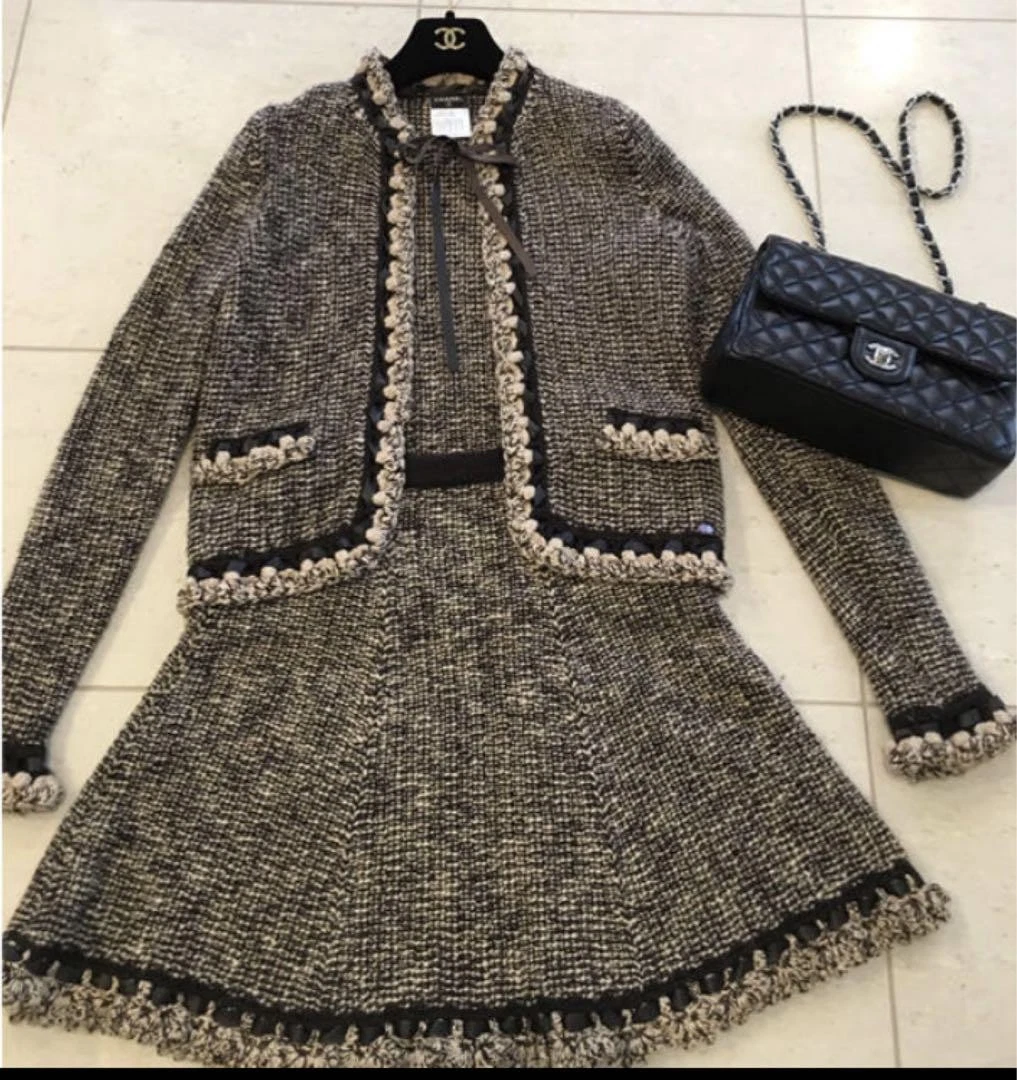 Giacca maglia Chanel disegno nastro 38