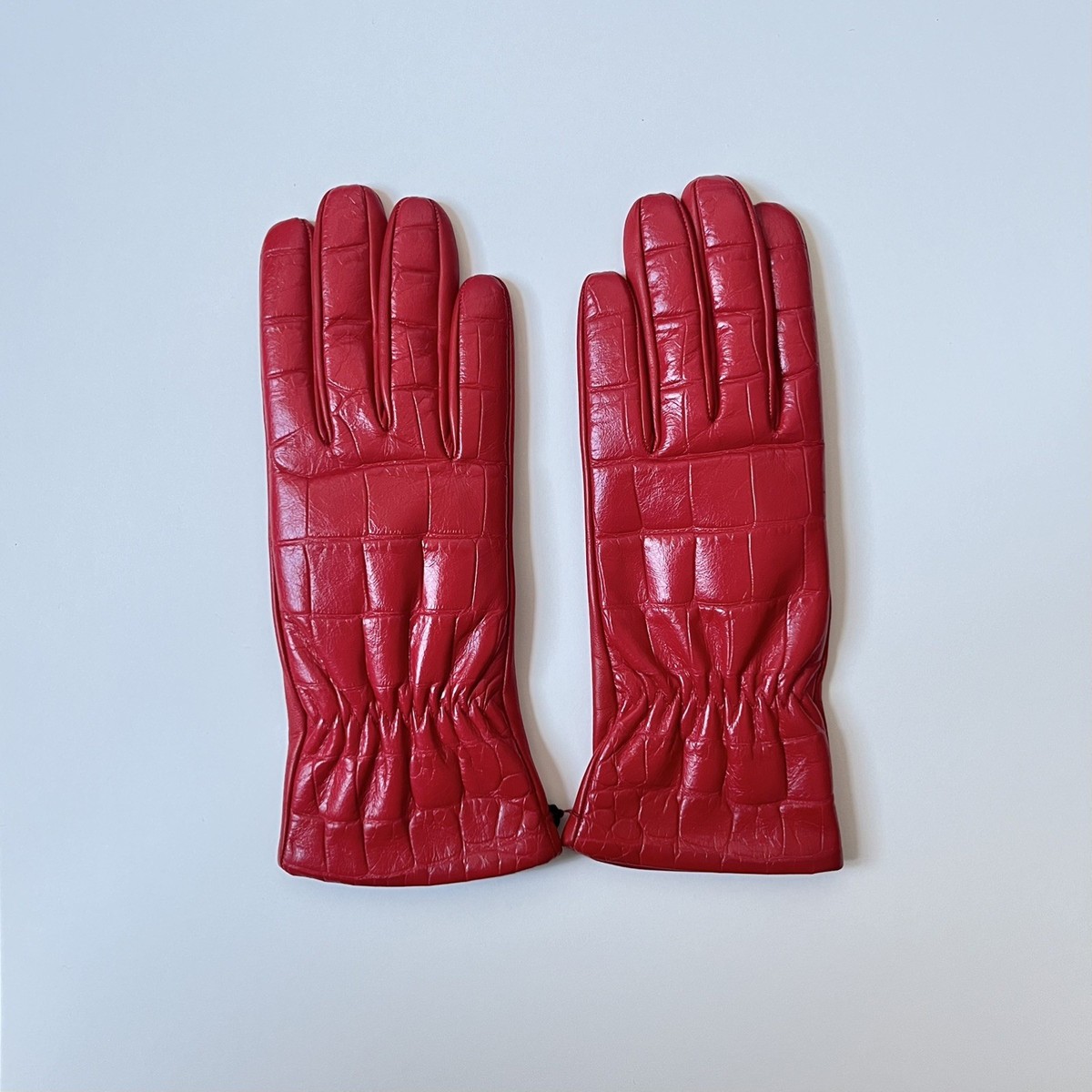 Bottega Veneta Lambskin Red Leather Gloves 7/Small Made in Italy