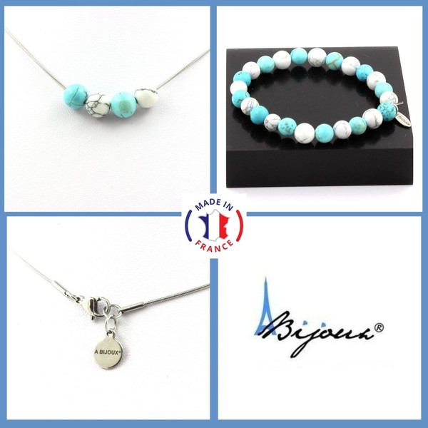 Mineralien Und Edelsteine. Schmuckset Armband Halskette Perlen TüRkis-image