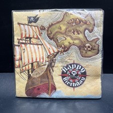 Pirate  s Map Happy Birthday Napkins Party Creations Sealed 16 Pack 2ply USA Made