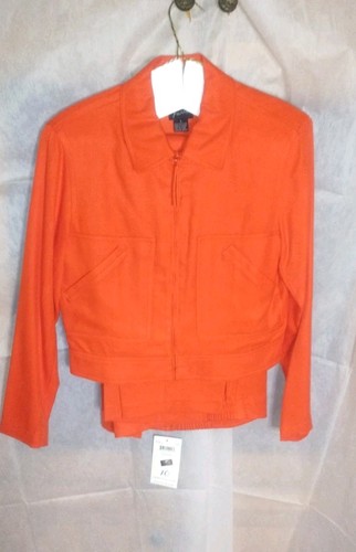 NEW Dana Buchman 2PC Suit Set Blazer & Pants Orange 100 Percent Silk Size 8 10 $ - Picture 7 of 14