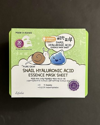 ésfolío PURE SKIN SNAIL HYALURONIC ACID ESSENCE MASK SHEET 30SHEET Made in Korea
