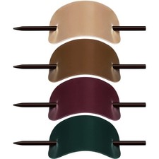 4 Pieces Oval Faux Leather Hair Barrettes with Wooden Sticks, Handmade Slide ...