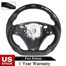 Led Carbon Fiber Flat Sport Steering Wheel For Bmw 328i 335i E90 M3 E91 E92 135i