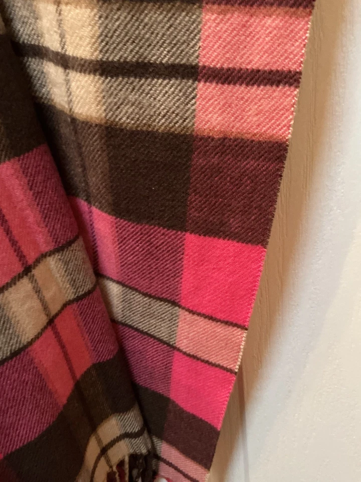 Gap Mujer Rosa Cuadros Flecos Dobladillo Estampado Acogedor Otoño Suave Bufanda Talla Única Foto 4 de 4
