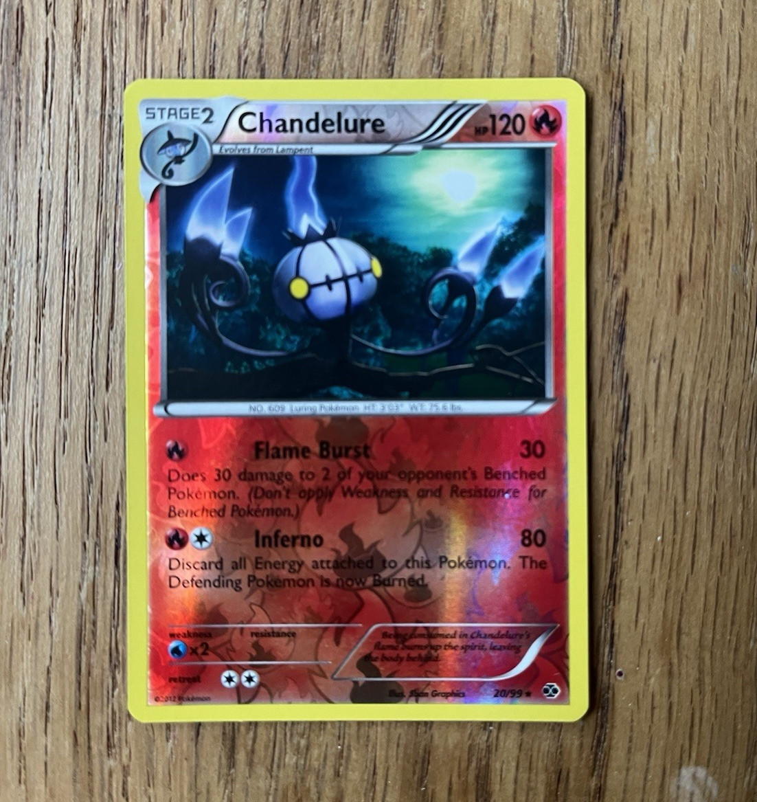 Pokemon TCG Chandelure 20/99 Next Destinies Reverse Holo Rare English 2012