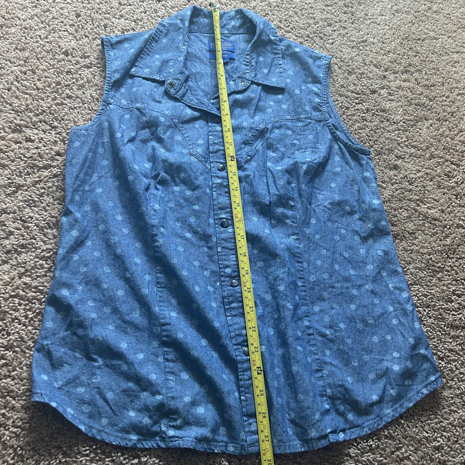 Vintage Pendleton Denim Chambray Blouse Large Fit… - image 9