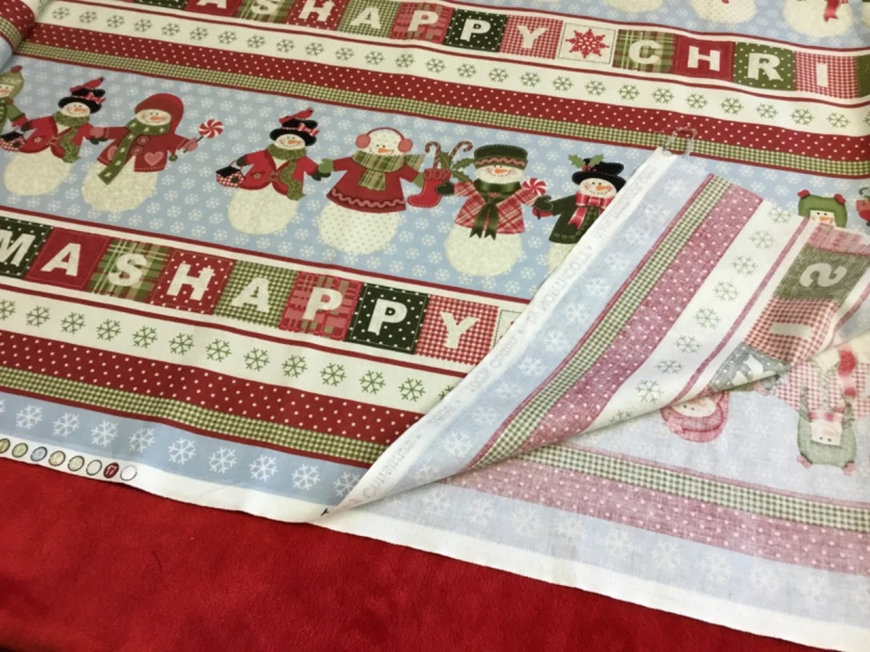Tecido Northcott FELIZ NATAL 1,5 jarda bonecos de neve em uma fileira acolchoamento 100% algodão - Imagem 3 de 4