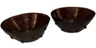 Set of 2 Blenko 9608S Amethyst Step Pyramid Bowls 6-1/2" Ribbed Purple Art Glass