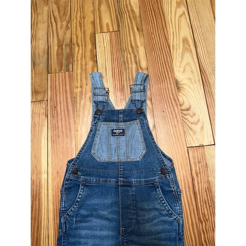 OshKosh B'gosh Vestback patchwork bib Toddler Denim Overalls Blue Size 4T Casual - Picture 2 of 8