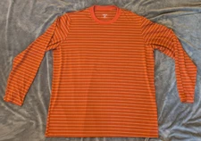 Patagonia Orange Stripe Capilene Crew Long Sleeve Baselayer Shirt Size: XL