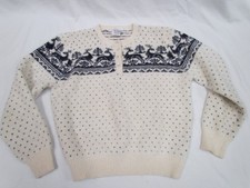 VTG Deans of Scotland Sweater Womens 38 Reindeer Fair Isle Shetland Wool Knit