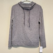 NWT Apana Medium Lavender Heather Active Pullover Hoodie Cowl neck Thumb Holes