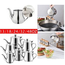 Restaurant Kitchen Flip Lid ainless Steel Metal Teapot Cafe Tea Drink Coffee