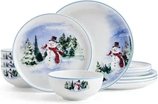 Snowman Forest Chip Resistant 12 Piece Dinnerware Set, Service for 4