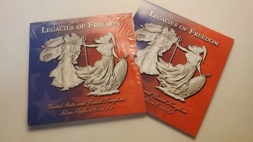2003 LEGACIES OF FREEDOM - American Silver Eagle & Silver Britannia 2oz Coin Set