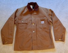 VINTAGE CARHARTT C01 BROWN Large 40  DuckCanvas Blanket Chore Barn Coat Jacket