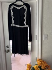 Tory Burch rare Black “portrait” A-line Beaded Dress Knee-length Medium