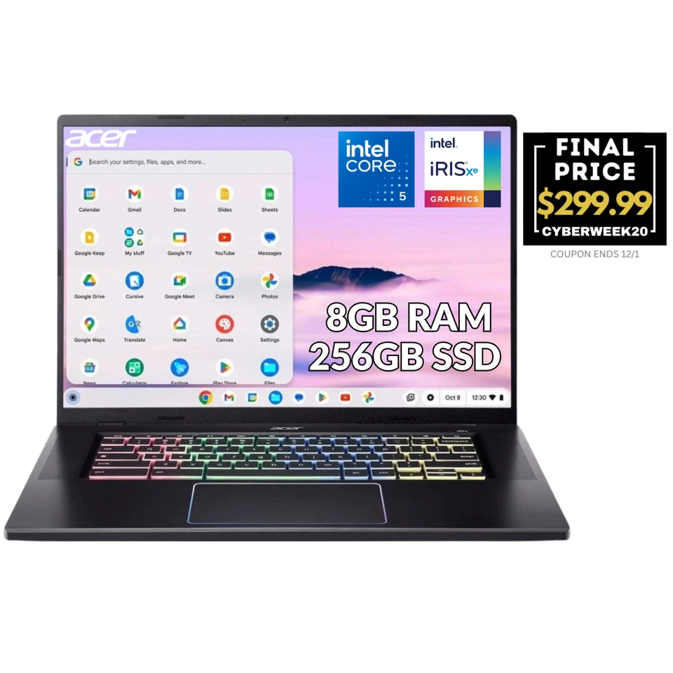 Acer 16" Chromebook Plus 516 Gaming Intel i5 120U 8GB RAM 256GB SSD Refurbished