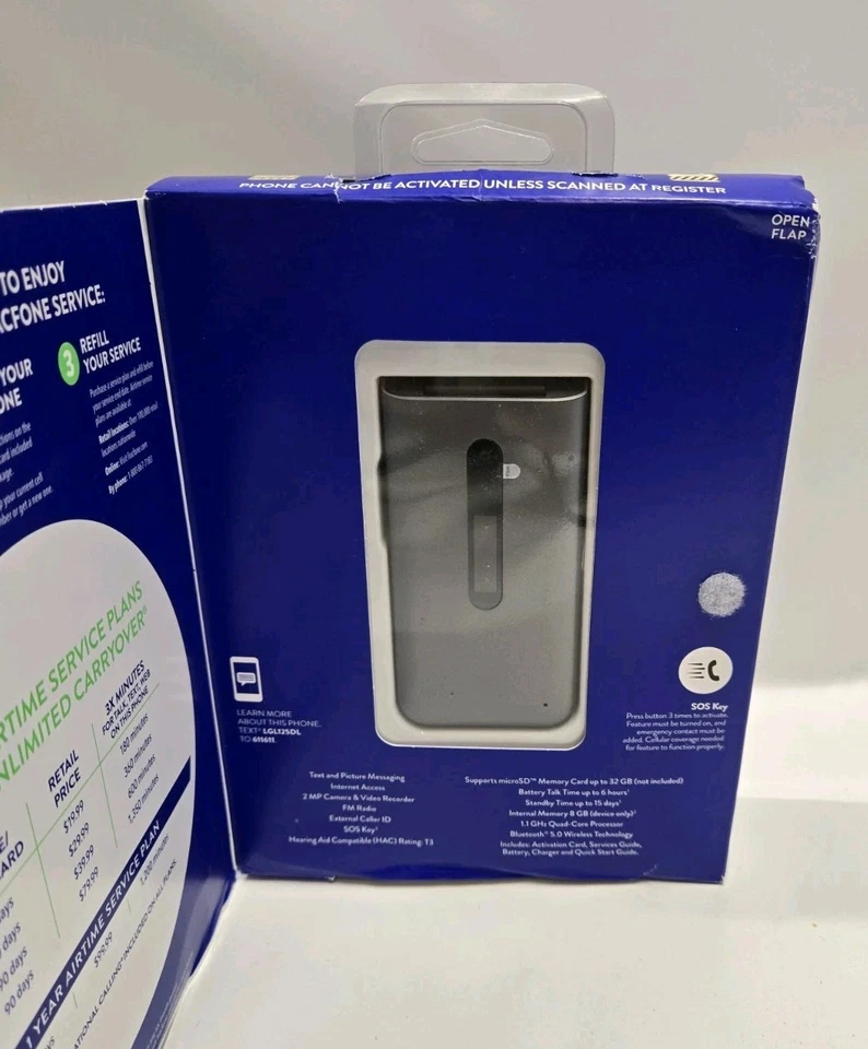 Tracfone LG Classic Flip (L125DL) 4G LTE Flip Phone-Gray 8GB. Brand New, Sealed. - Image 3 of 4