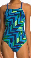 SPEEDO Angles Free Back Blue Green 1 pc Swim Suit Womens 0 26 2 28 4 30 8 34