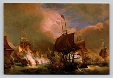 1778 British French Naval Battle off Ushant Postcard US Naval Academy Art