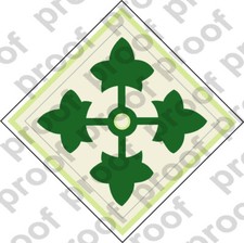 STICKER US ARMY UNIT  4TH INFANTRY DIV SHIELD COL