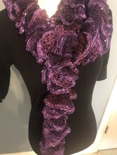 67  Royal Purple Gathered Scarf With Sequins