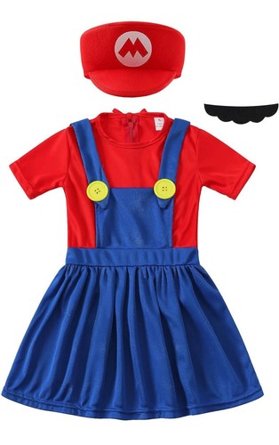 Mario Costume Kids Halloween Super Brothers Mario Costumes with mustache - Picture 3 of 9