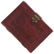 Goddess Triad Pentagram Embossed Blank  Leather Journal Diary