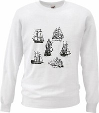 Sweatshirt SEGELBOOT SEGELSCHIFF PIRATENSCHIFF VINTAGE ANKER SKULL PIRAT