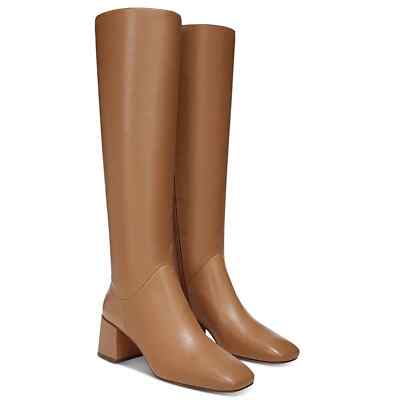NWT Vince Kendra Knee High Lambskin Leather Heeled Boots in Tan