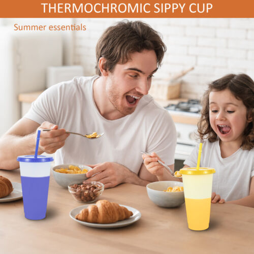 10Pcs Color Changing Cups Food Grade Plastic Straw Tumbler with Lid 710ml qisqq}