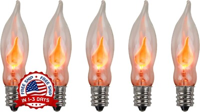 Bombilla 3W, 130 Voltios, Base De Candelabro E12, Forma De Llama, Base Niquelada