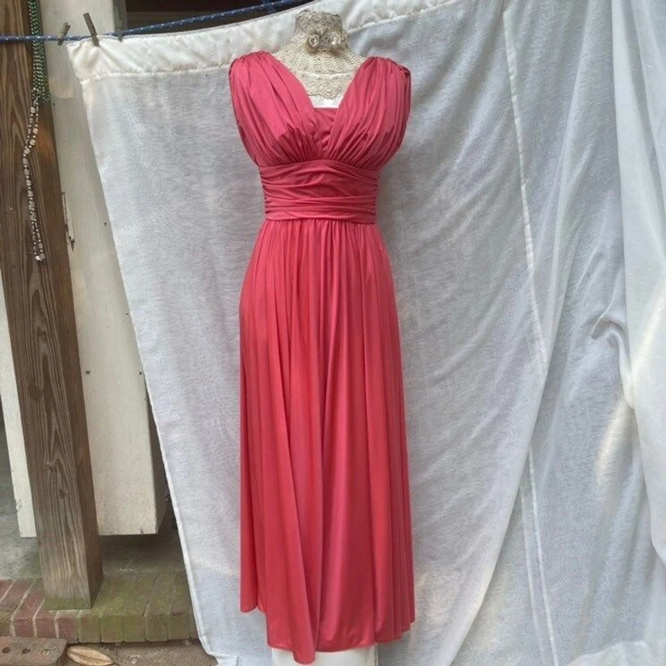 70s Goddess Dress S/M Coral Pink Anthony Muto - Image 2 of 4