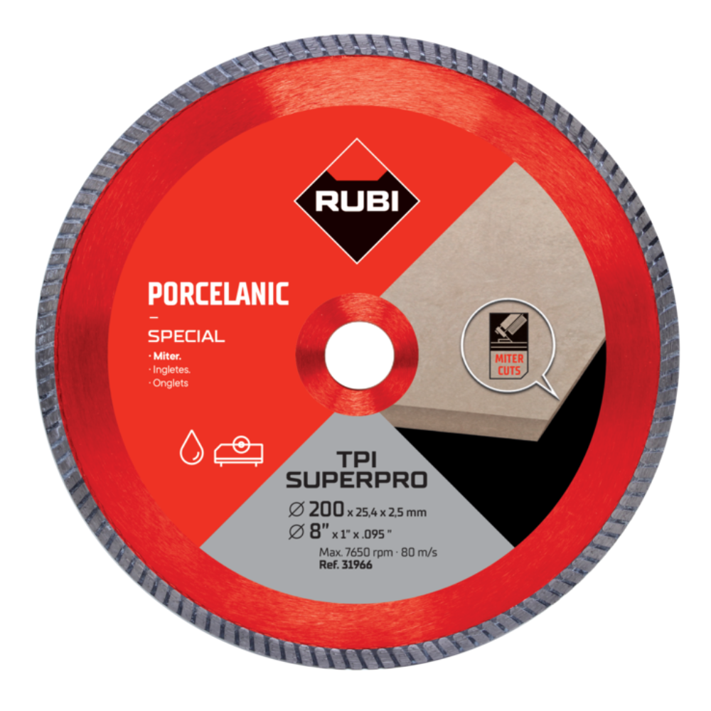 Rubi TPI 250mm - Miter Cutting Blade For Porcelain - Super Pro