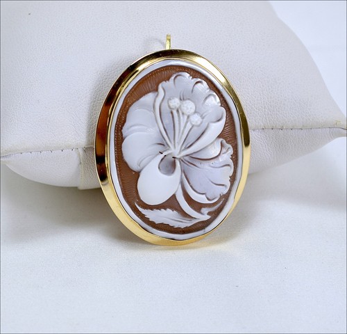 Broche-Pendentif En Or Jaune 18 Carats Avec Camée Sardonique Ovale - 40mm