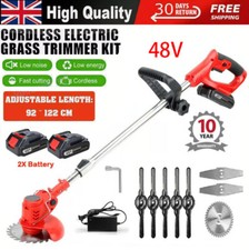 48V Cordless Strimmer Grass Trimmer Tree Cutter Garden Edger Electric +2Battery