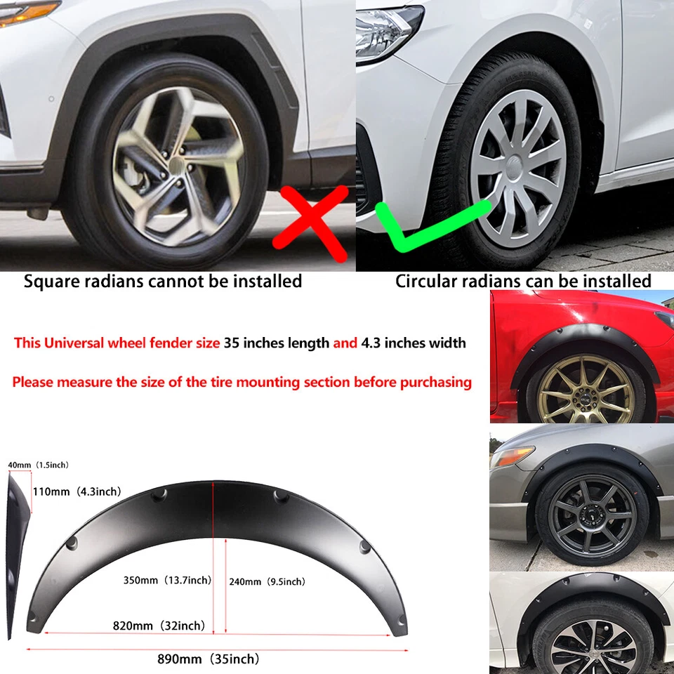 For Toyota Tacoma 95-04 Extended Fender Flares Wide Body Wheel Arches Matt Black - Image 2 of 4