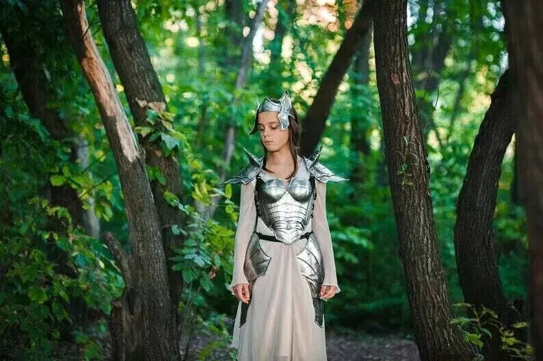 Medieval Mujer Acero Medio Traje LARP Mujer Guerrera Dama Armadura Estética D...