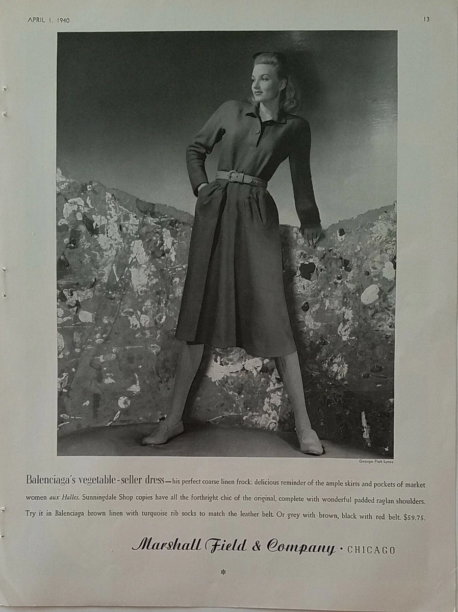 Børnehave væsentligt Klan 1940 womens Balenciaga vegetable seller dress Marshall Field &amp; Co  vintage ad | eBay