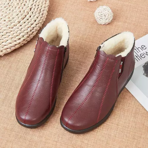 Womens Winter Comfort Warm Flat Round Toe Side Zip Solid Casual Color Boots Walk - Bild 2 von 18